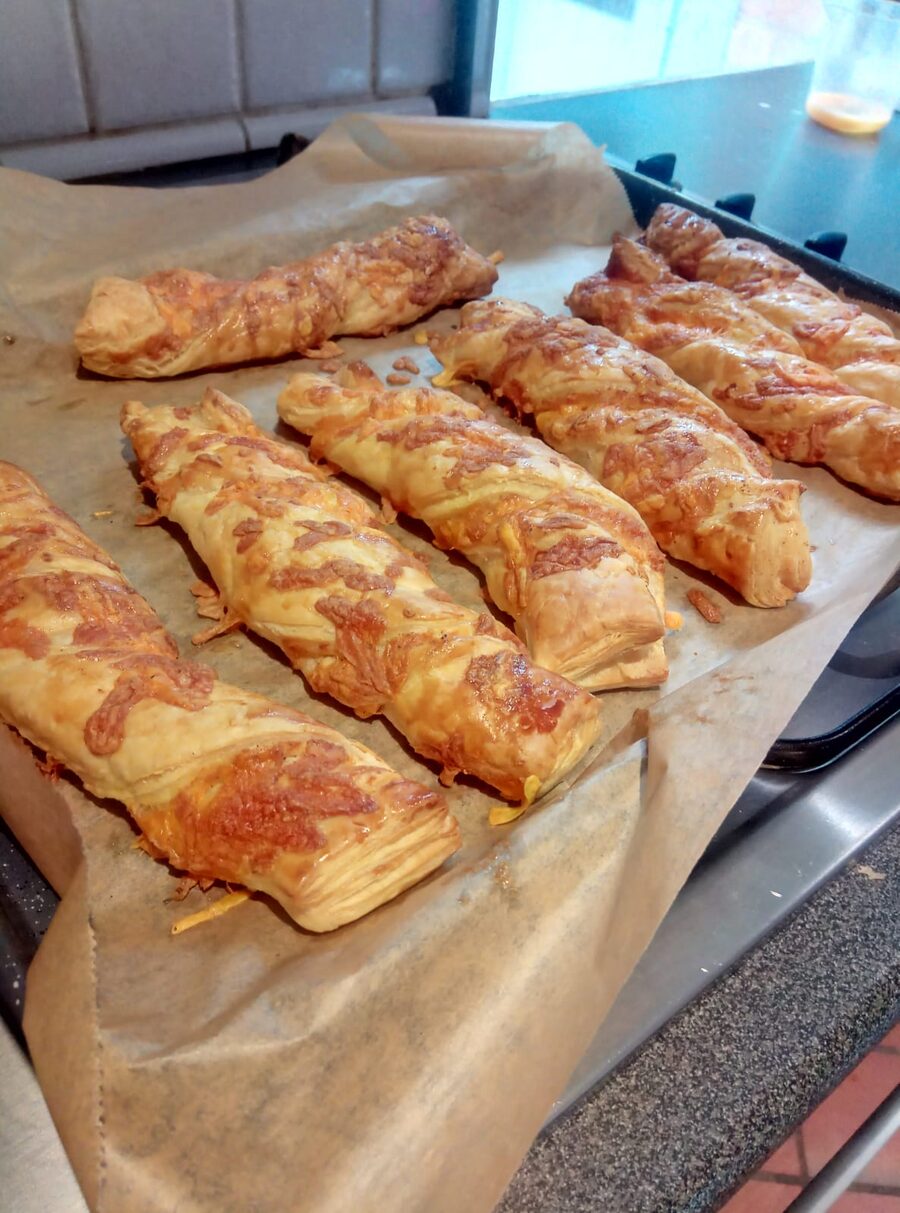 Cheese twists fresh from the oven